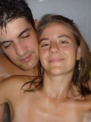 Miniature Latina cutie showering and self-shooting with her BF