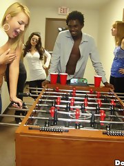 Check out this super hot college bisexual  babes receive fucked and licked after a game of topless foosball hot young college hottie pics and vids