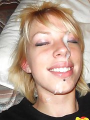 Naughty punk girlfriend gets facialed