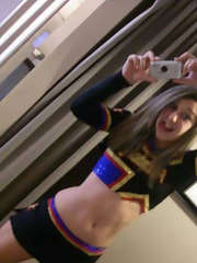 Horny lesbian cheerleaders toying each others asshole